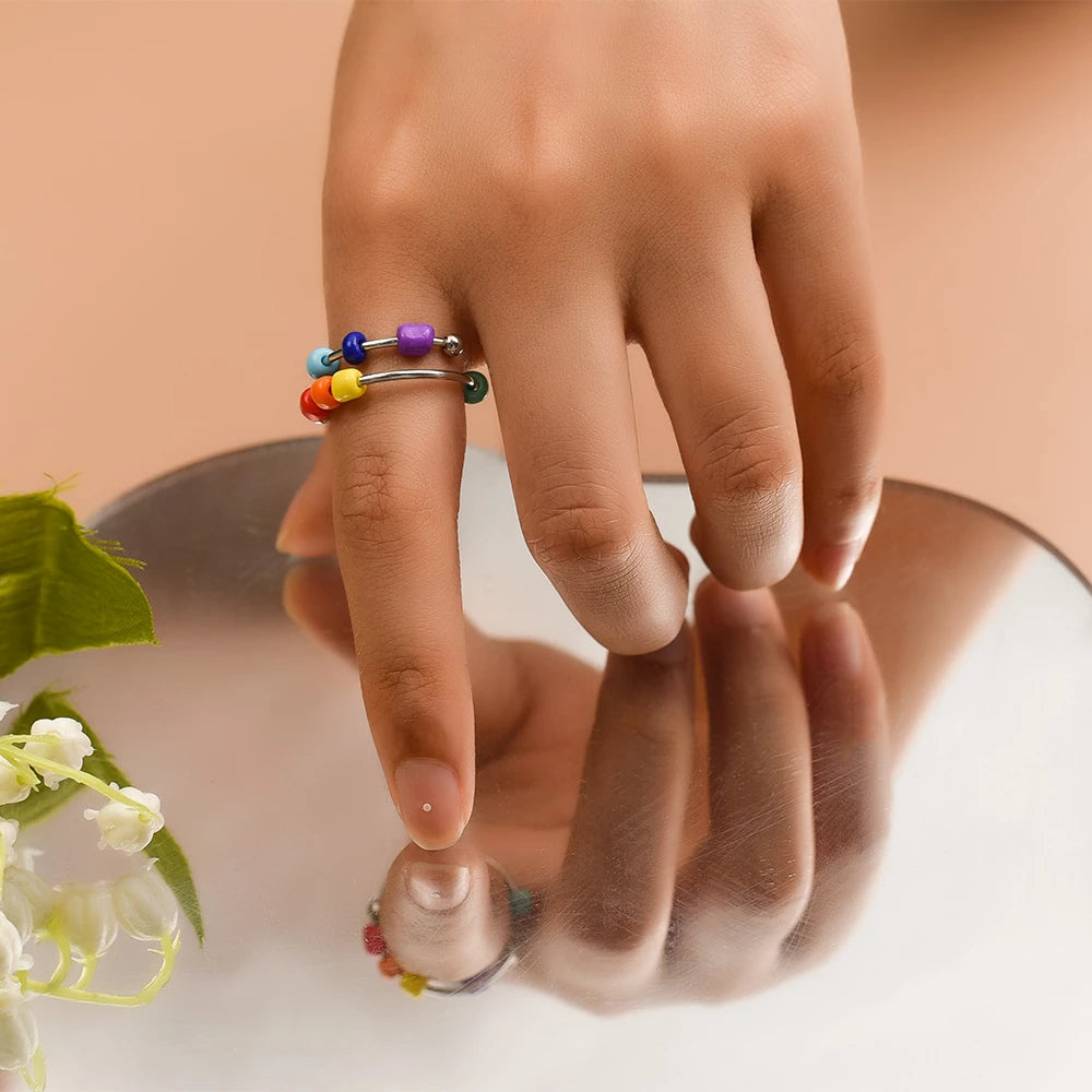 bague anti stress arc en ciel